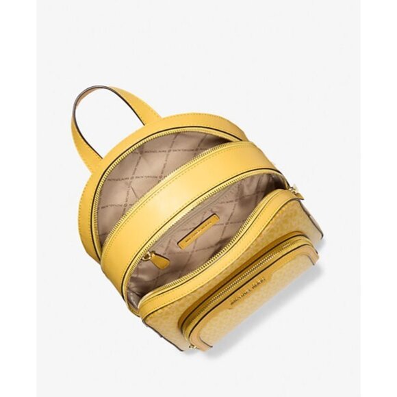 New Michael Kors Jaycee Medium Ombré Signature Logo Backpack Daisy Yellow - Picture 3 of 4